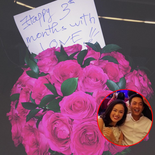 Hotgirl Hạ Vi khoe bó hoa cùng tấm thiệp kỷ niệm 3 tháng yêu nhau của bạn trai Cường Đô la. 10-anh-hot-trong-ngay-tren-facebook-1