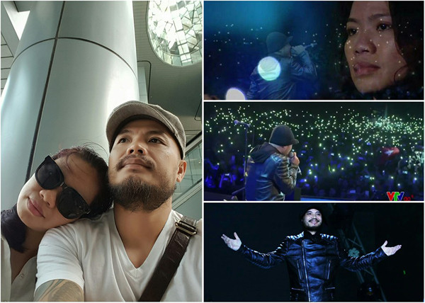 Sau đêm nhạc "Đôi bàn tay thắp lửa", Trần Lập chia sẻ tình cảm dành cho người vợ luôn sát cánh bên anh trước mọi sóng gió cuộc đời: "Em kề vai tôi ngồi bên thềm...". 10-anh-hot-trong-ngay-tren-facebook-3