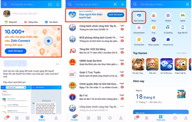 Trên Zalo, người dân dễ dàng tìm và truy cập Zalo Connect theo 3 cách