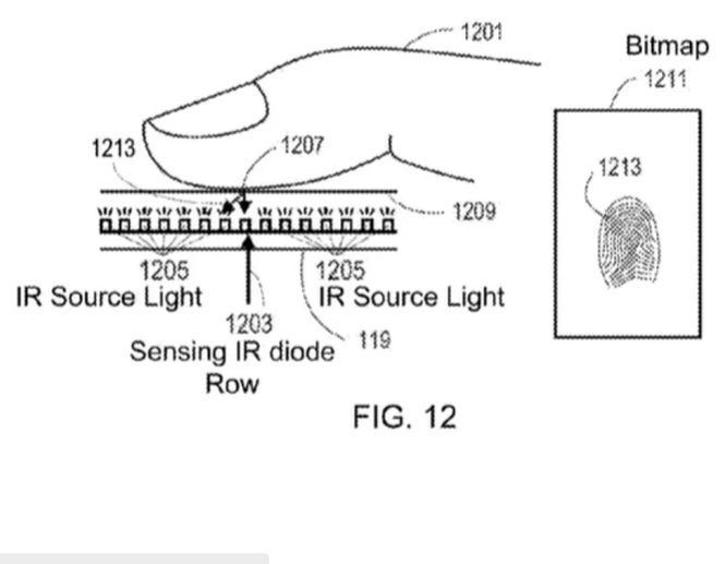 Theo sáng chế này, điện thoại thông minh của Apple đọc dấu vân tay trực tiếp trên màn hình.