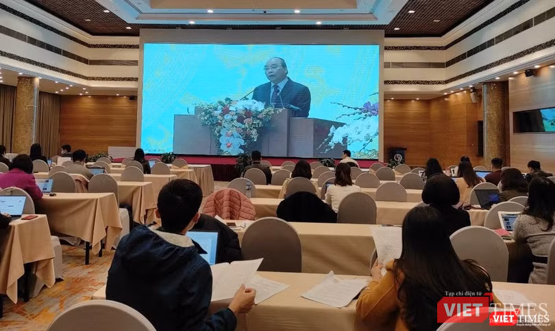 Hội nghị được thực hiện trực tuyến, kết nối các địa phương trên toàn quốc (ảnh chụp từ Trung tâm báo chí của hội nghị).