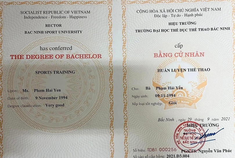 Bằng tốt nghiệp loại giỏi của Hải Yến Bằng tốt nghiệp loại giỏi của Hải Yến