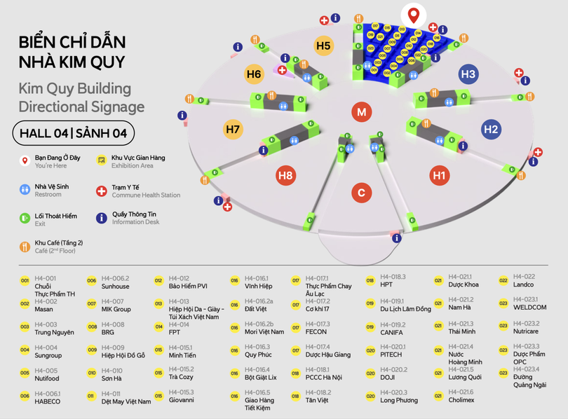 Chỉ dẫn tại sảnh 4 Nhà Kim Quy.