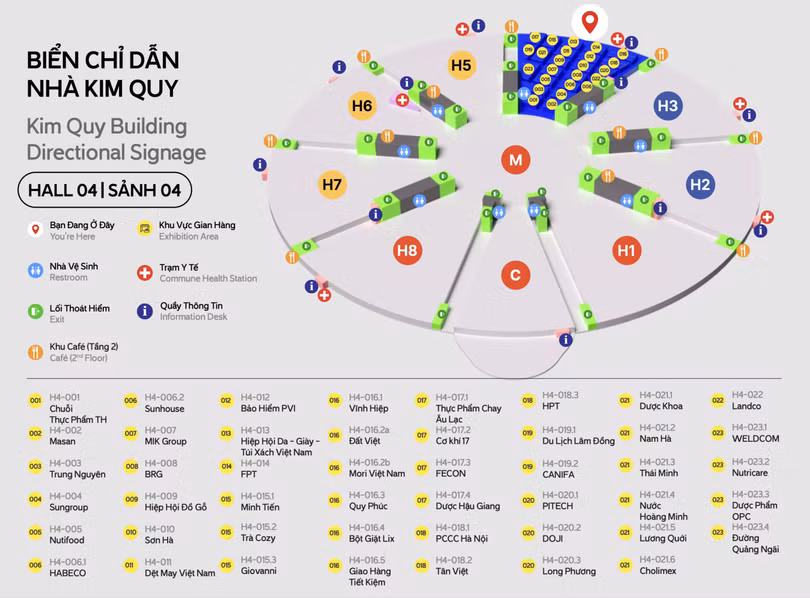Chỉ dẫn tại sảnh 4 Nhà Kim Quy.