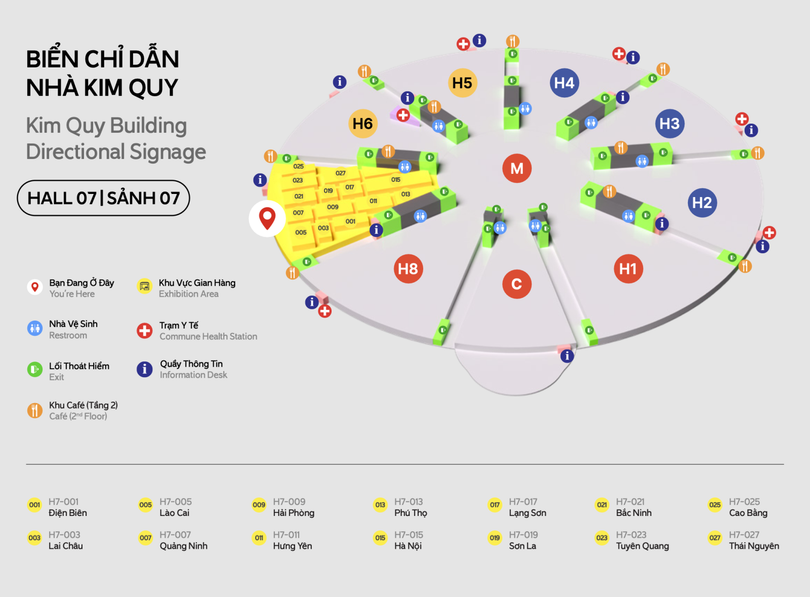 Chỉ dẫn tại sảnh 7 Nhà Kim Quy.