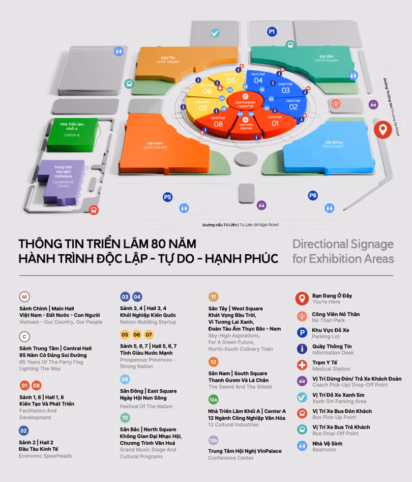 Sơ đồ bố trí tổng quan các gian hàng tại triển lãm.
