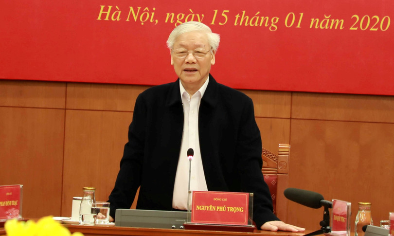 Tổng Bí thư, Chủ tịch nước Nguyễn Phú Trọng yêu cầu đẩy nhanh tiến độ, xử lý dứt điểm các vụ án, vụ việc tham nhũng, kinh tế nghiêm trọng, phức tạp. Ảnh: VGP.