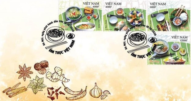 Bộ tem Ẩm thực Việt Nam trong ngày phát hành.