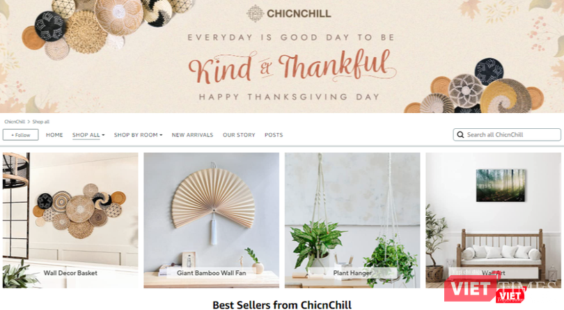 Gian hàng của ChicnChill trên sàn thương mại điện tử Amazon. Ảnh chụp màn hình. Gian hàng của ChicnChill trên sàn thương mại điện tử Amazon. Ảnh chụp màn hình.