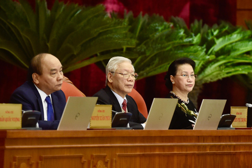 Tổng Bí thư, Chủ tịch nước Nguyễn Phú Trọng, Thủ tướng Chính phủ Nguyễn Xuân Phúc, Chủ tịch Quốc hội Nguyễn Thị Kim Ngân dự Hội nghị. Ảnh: TTXVN. Tổng Bí thư, Chủ tịch nước Nguyễn Phú Trọng, Thủ tướng Chính phủ Nguyễn Xuân Phúc, Chủ tịch Quốc hội Nguyễn Thị Kim Ngân dự Hội nghị. Ảnh: TTXVN.