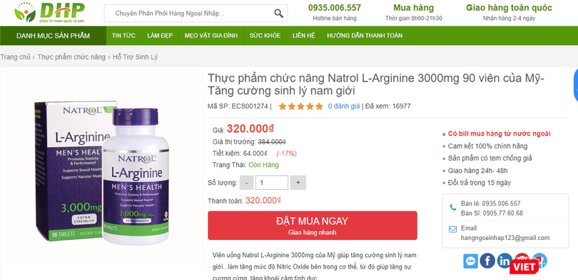 Một trong 5 trang web vi phạm, quảng cáo thực phẩm chức năng lừa dôi người tiêu dùng bị Cục An toàn thực phẩm tuýt còi.