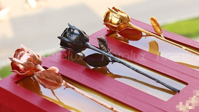 “Nhẹ ký” hơn một chút là bộ ba bông hồng mạ vàng, với giá từ 2 triệu rưỡi đến 4 triệu.