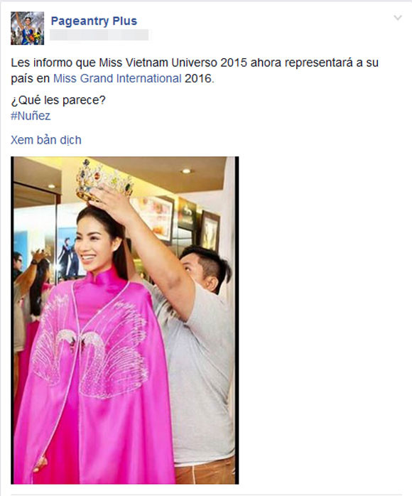 Nghi vấn Phạm Hương tiếp tục thi Hoa hậu Hòa bình Quốc tế 2016 ảnh 2