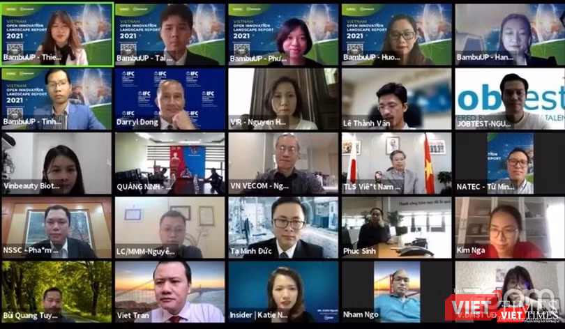 Lễ khởi động Dự án Phát hành Báo cáo “Toàn cảnh Đổi mới sáng tạo mở Việt Nam 2021” được tổ chức trực tuyến với khoảng 40 đầu cầu.