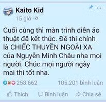 Nội dung đăng tải chiều 6/7 trên Fanpage Kaito Kid thu hút sự chú ý của các sĩ tử.