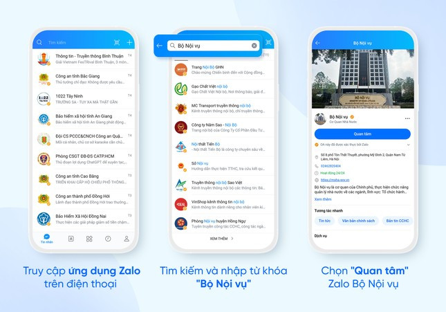 Người dùng dễ dàng truy cập và nhận thông tin chính thống của Bộ Nội vụ được gửi đi mỗi ngày trên Zalo Người dùng dễ dàng truy cập và nhận thông tin chính thống của Bộ Nội vụ được gửi đi mỗi ngày trên Zalo