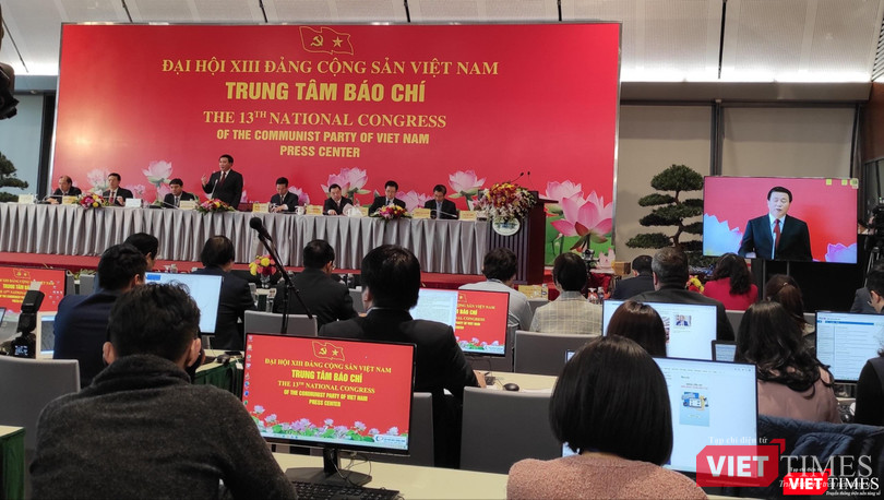 Toàn cảnh cuộc họp báo khai trương Trung tâm Báo chí phục vụ Đại hội XIII của Đảng. Ảnh: AL.