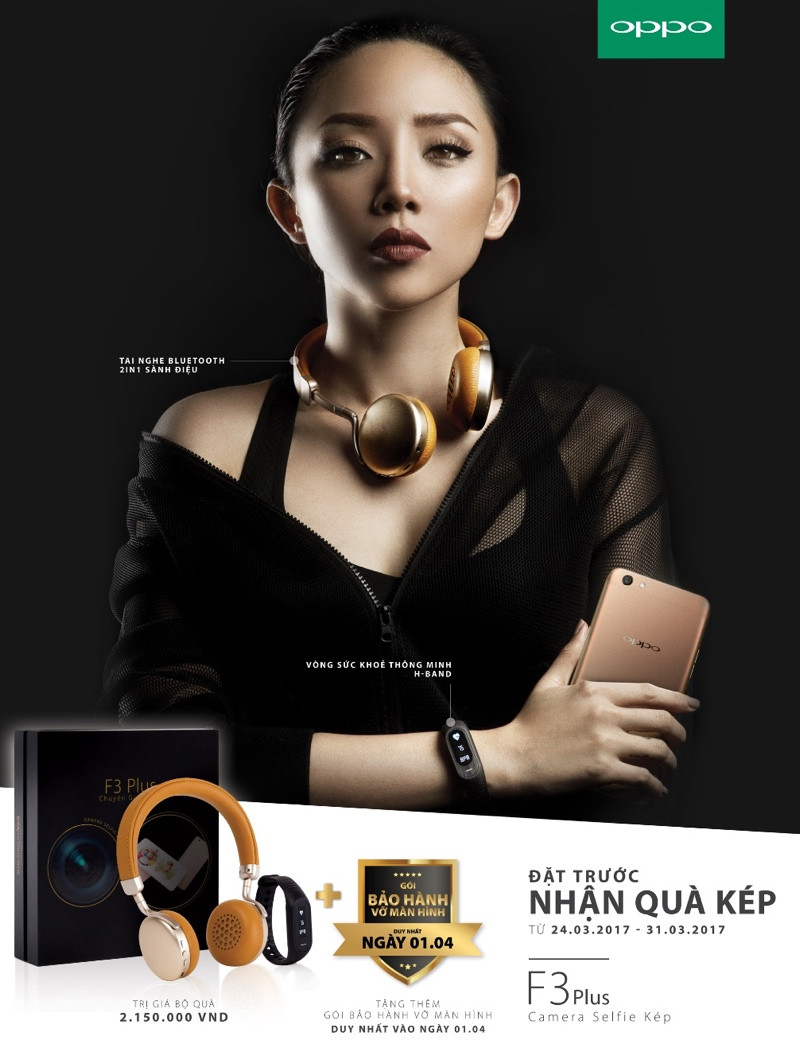 Đặt trước Oppo F3 Plus, nhận tai nghe Bluetooth và vòng đeo tay H-band ảnh 1