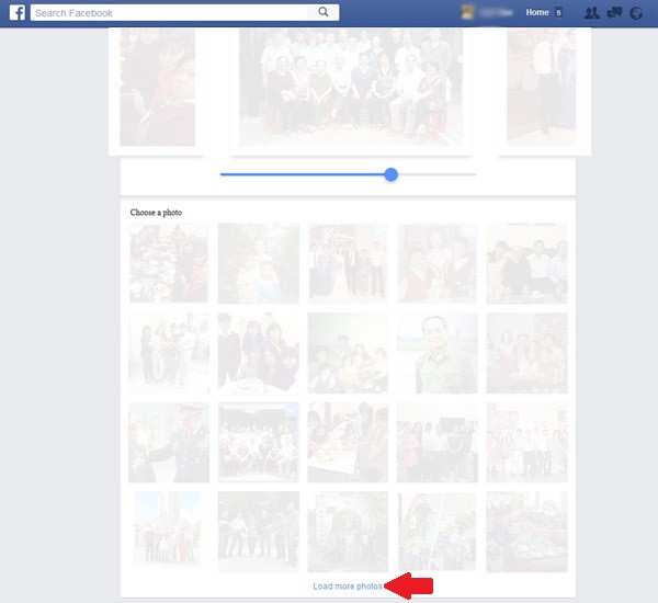 Hướng dẫn làm video tình bạn trên Facebook: Mở rộng kho ảnh nếu cần thiết bằng cách bấm đường dẫn “Load more photos” phía dưới.