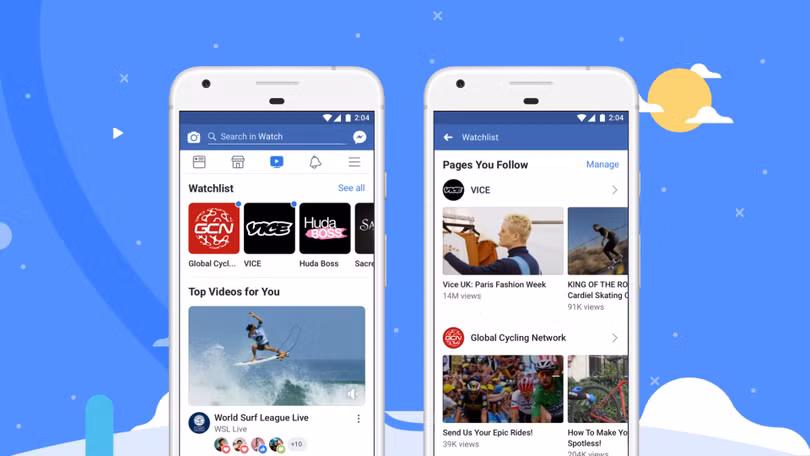 Các video mới nhất về giải trí, thể thao, tin tức và nhiều lĩnh vực khác nữa đều có trong bảng tin cá nhân Watch của người dùng.