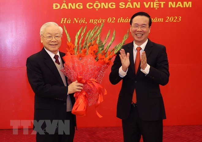 Lễ trao Huy hiệu 55 năm tuổi Đảng tặng Tổng Bí thư Nguyễn Phú Trọng ảnh 7