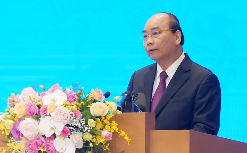 Thủ tướng Nguyễn Xuân Phúc phát biểu tại hội nghị. Ảnh: VGP.