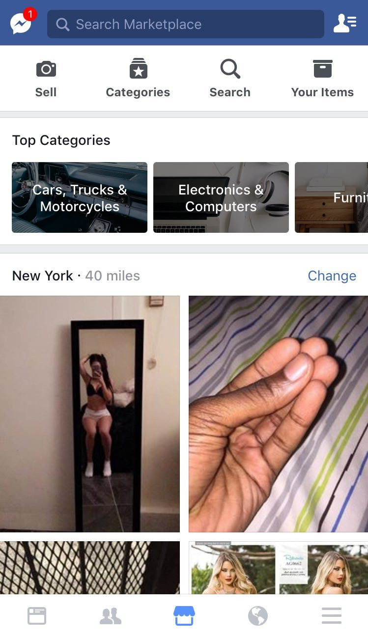 Một cô gái đang tạo dáng khiêu gợi để rao bán dịch vụ “người lớn”. Facebook cho biết những "văn hóa phẩm" hay "dịch vụ người lớn" không được phép đăng bán trên ứng dụng của hãng