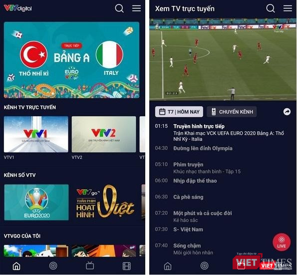 Ứng dụng VTVGo là một trong những kênh trực tuyến Euro 2020 Ứng dụng VTVGo là một trong những kênh trực tuyến Euro 2020