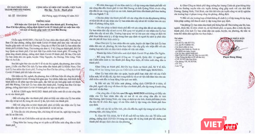 Công văn số 58 của UBND TP. Hải Phòng về việc siết chặt người ra vào TP. từ 12h trưa 6/2. Công văn số 58 của UBND TP. Hải Phòng về việc siết chặt người ra vào TP. từ 12h trưa 6/2.