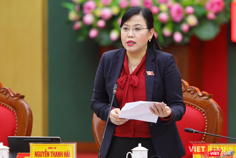 Bà Nguyễn Thanh Hải - Bí thư Tỉnh ủy Thái Nguyên - phát biểu tại hội thảo Bà Nguyễn Thanh Hải - Bí thư Tỉnh ủy Thái Nguyên - phát biểu tại hội thảo