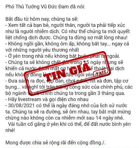 Tin giả được nhiều tài khoản chia sẻ trên MXH. Ảnh: VAFC