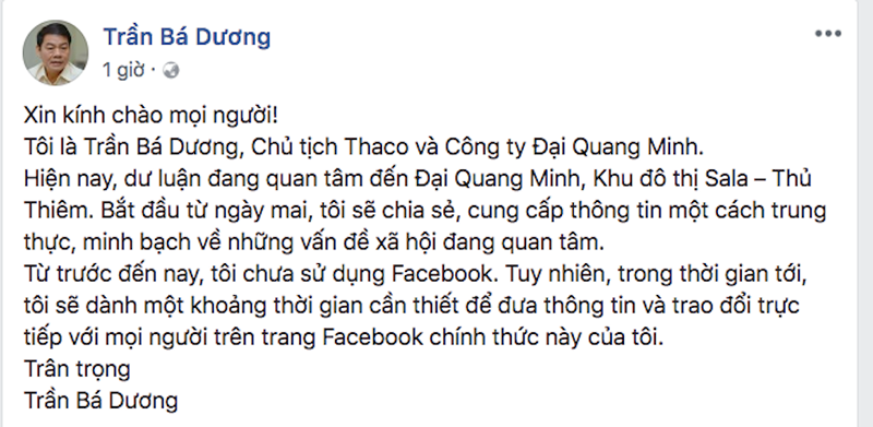 TGĐ Đại Quang Minh lập Facebook đối thoại “con đường dát vàng“ ảnh 1