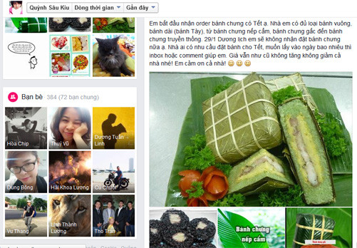 Rao bán bánh chưng trên Facebook.