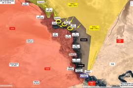 Các mũi tấn công của lực lượng dân quân SDF trên chiến trường thung lũng Euphrates. Ảnh minh họa: South Front.