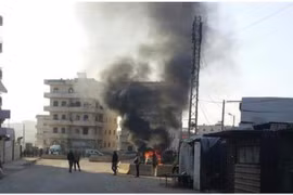 Vụ đánh bom xe trong thành phố Afrin, Aleppo. Ảnh: Masdar News.