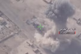 Không quân UAV Syria không kích IS trên chiến trường Albukamal - ảnh minh họa Hezbollah