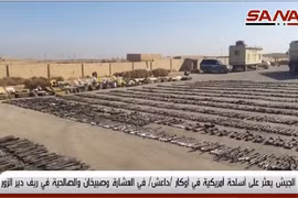 Kho vũ khí mà lực lượng Tiger thu giữ được trên chiến trường Deir Ezzor - ảnh minh họa video SANA