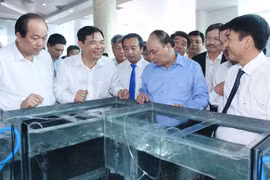 Thủ tướng thăm một mô hình nuôi tôm