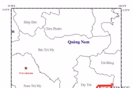 Vị trí tâm chấn trận động đất mạnh 3,9 độ richter vừa xảy ra trên địa bàn huyện Nam Trà My (Quảng Nam)