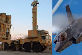 Hệ thống phóng và radar của hệ thống phòng không Bavar 373 (bên trái) và chiến đấu cơ F-35. Ảnh: MW.