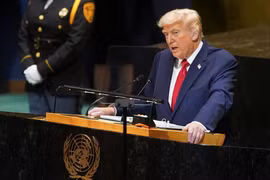 Tổng thống Mỹ Donald Trump phát biểu tại Đại hội đồng Liên hợp quốc lần thứ 80 tại New York, Mỹ ngày 23/9. ảnh: Reuters.