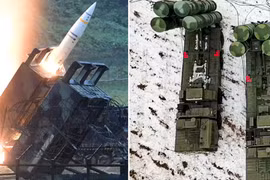 Bệ phóng ATACMS (trái) và bệ phóng S-400. Ảnh: MW.