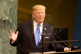 Tổng thống Mỹ Donald Trump phát biểu tại Đại hội đồng Liên Hiệp Quốc tại trụ sở Liên Hiệp Quốc ở New York ngày 19/9/2017.