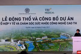 Bà Thái Hương phát biểu tại buổi lễ động thổ dự án TH Medical 