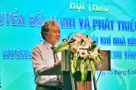 PGS.TS Trương Mạnh Tiến, Ủy viên Đoàn Chủ tịch VUSTA – Tổng Biên tập Tạp chí Kinh tế môi trường phát biểu tại hội thảo. Ảnh: Phương Thảo.