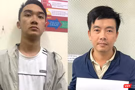 Các đối tượng trong đường dây lừa đảo qua mạng tại cơ quan công an. Ảnh Công an cung cấp.