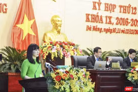 Bà Trương Thị Hồng Hạnh - Giám đốc Sở Du lịch Đà Nẵng tại phiên chất vấn Kỳ họp thứ 12, HĐND TP Đà Nẵng Khóa IX 