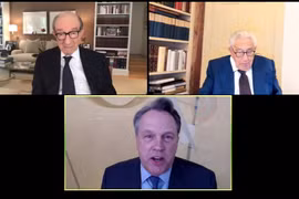 Ông Henry Kissinger tham gia Diễn đàn Kinh tế mới Bloomberg 2020 trực tuyến hôm 16/11 (Ảnh: Guancha).