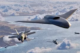 Hình ảnh vi tính mô tả Vectis cùng các UAV phối hợp tác chiến với máy bay F-35. Ảnh: TMZ.