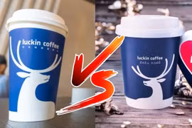 Luckin Coffee Trung Quốc (trái) và Luckin Coffee Thái Lan (phải) đấu nhau quyết liệt vì tranh chấp thương hiệu (Ảnh: Yahoo)